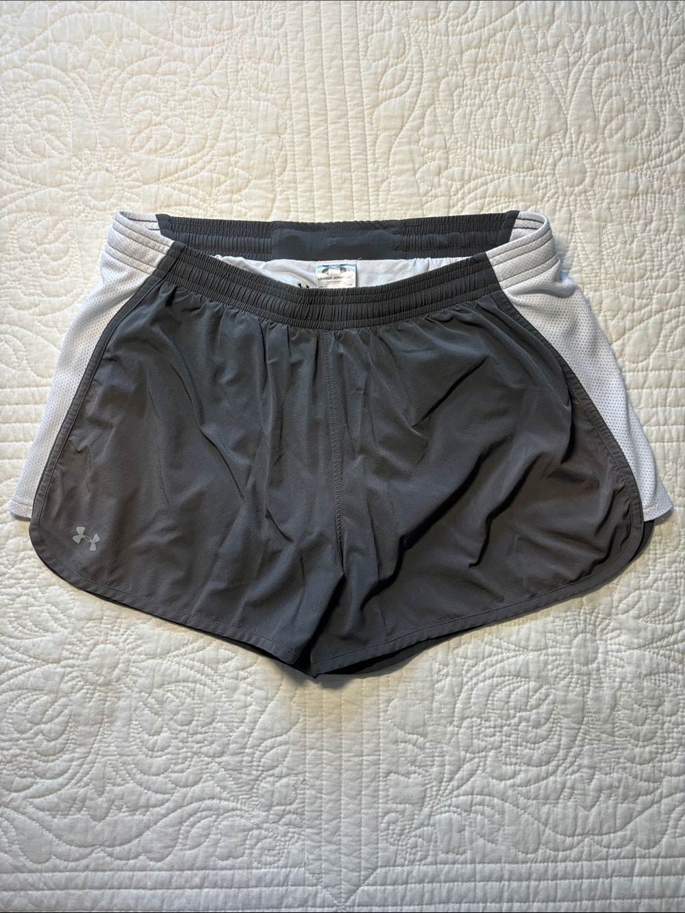 Under Armour Dark Gray with White Trim Athletic Running Shorts